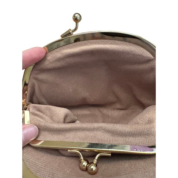 VTG Brown Eel Skin Double kiss lock Clutch Purse - Picture 5 of 11